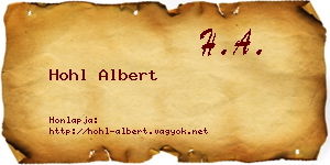 Hohl Albert névjegykártya